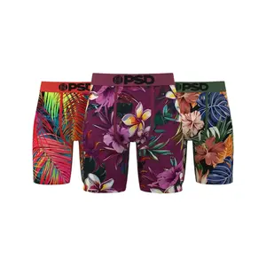 PSD Mens Wave Runner Boxer Brief 3 Pack - Standard Length 7 Inch Inseam, Soft and Breathable Poly Blend Fabric