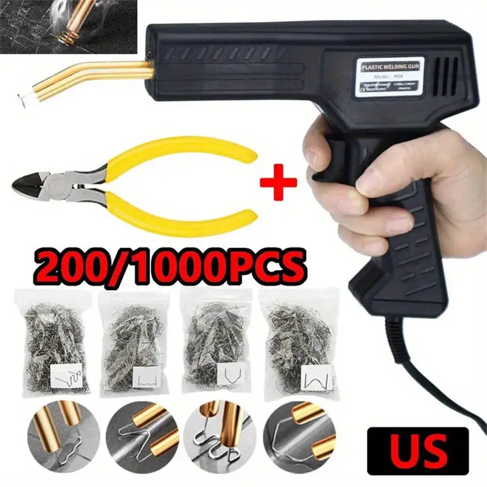 [ Plastic Welding Kit] New Handheld Welding Machine Plastic Welder Plastic Welding Tool | 3s Rapid Fever Welding Repair Kit with Welding Nails + Pliers | Overheating Protection | Used to Repair Most Plastic Cracks