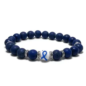 Limited Edition Anti-Bullying Awareness Blue Ribbon Unisex Mens and Womens and Kids Stretchy Bracelet