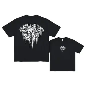 Gothic Geometric Print Tee, Dark Tone Graphic Shirt, TikTok Trending, Men's Streetwear Style, Edgy Urban Fashion, Casual Summer T-Shirt, Regular Fit Round Neck, Gift for Fashion Lovers