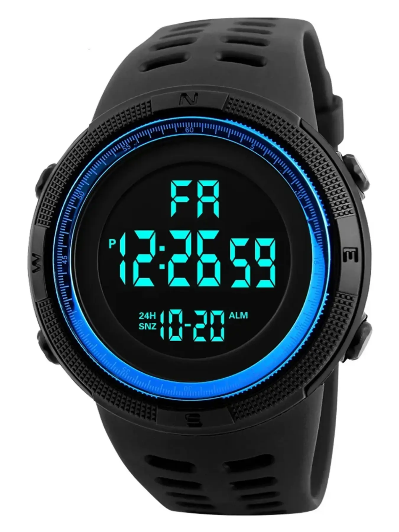 Men's Trendy Large Dial Sports Digital Watch, Smart Timer + Alarm + Dual Calendar + Glow, Sporty Style, All Seasons, Resin Case, 38mm Diameter