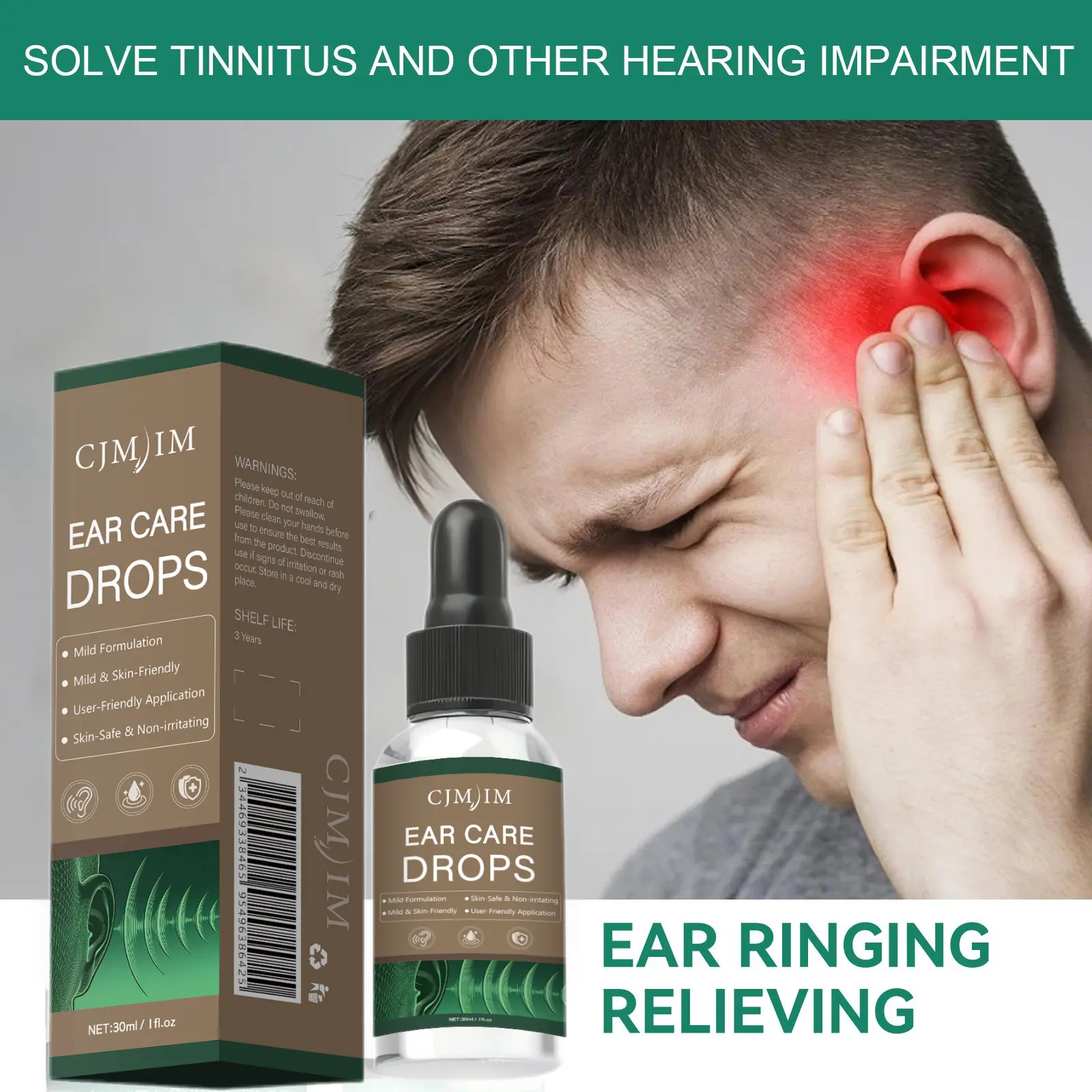 CJMJIM Soothing Ear Drops , Earwax Cleaner & Ear Care Solution for Ringing Ears, Clogged Ears & Discomfort | Fast-Acting Liquid for Healthy  Hearing, Daily Ear Hygiene