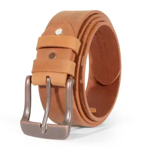 Mens Belts Leather Full Grain, Buffalo Leather, Handmade By Amish, 38mm Width & 3.6mm Thickness (Mustard)