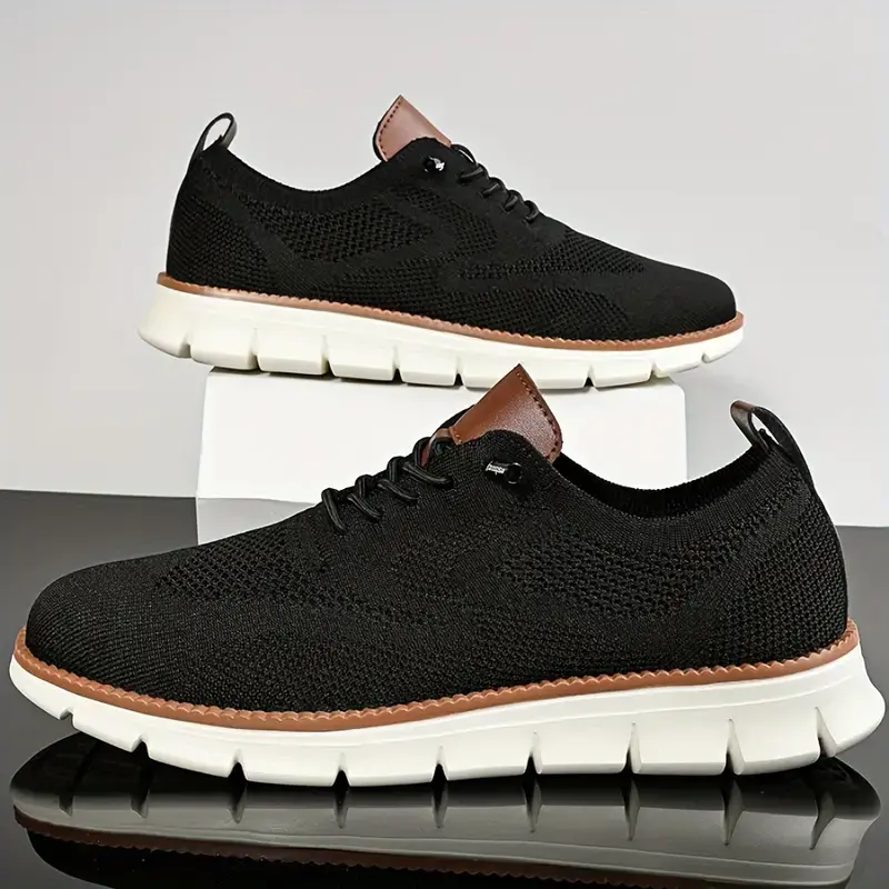 Men’s Breathable Oxford Sneakers, Business Casual Lace-Up Loafers, Lightweight Comfortable Walking Shoes for Work, Outdoors & Daily Style