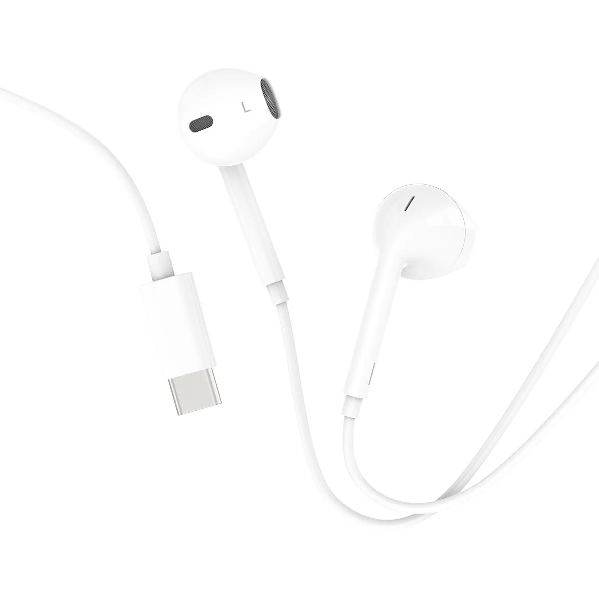 Wired Earphones Type C Plug, In-Ear Earbuds for iPhone 17 16 15 Series, Android, Samsung, Google Pixel, [Microphone & Volume Control] Plug & Play Wired Headphones Audio Headset Earplugs