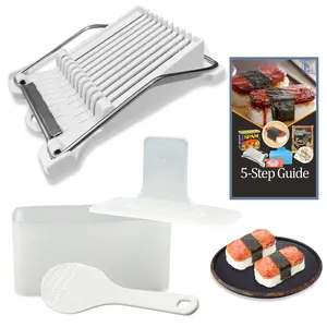 Musubi Maker Mold Kit (5 Pack) with Musubi Mold, Musubi Press, Easy Spam Slicer, Small Rice Paddle, and Premium Soy Sauce Silicone Utensils BPA Free