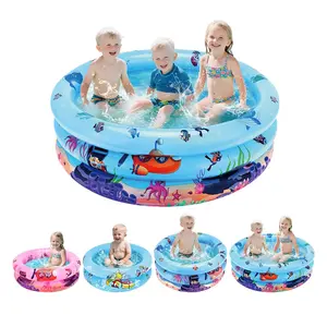 Inflatable Swimming Pool Ocean Animal Pattern Triple Ring Thickened, Family Water Play Fishing Multi-Function Portable Pool Kiddie Swimming Pool