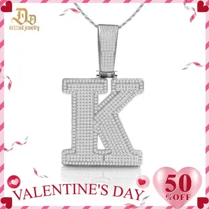 [Buy One Get Free Necklace] Delzzad 18K Gold-Plated Hip Hop Large Letter Zirconia Alphbet Pendant Birthday Anniversary Mother's Day Christmas Gifts for Men Women
