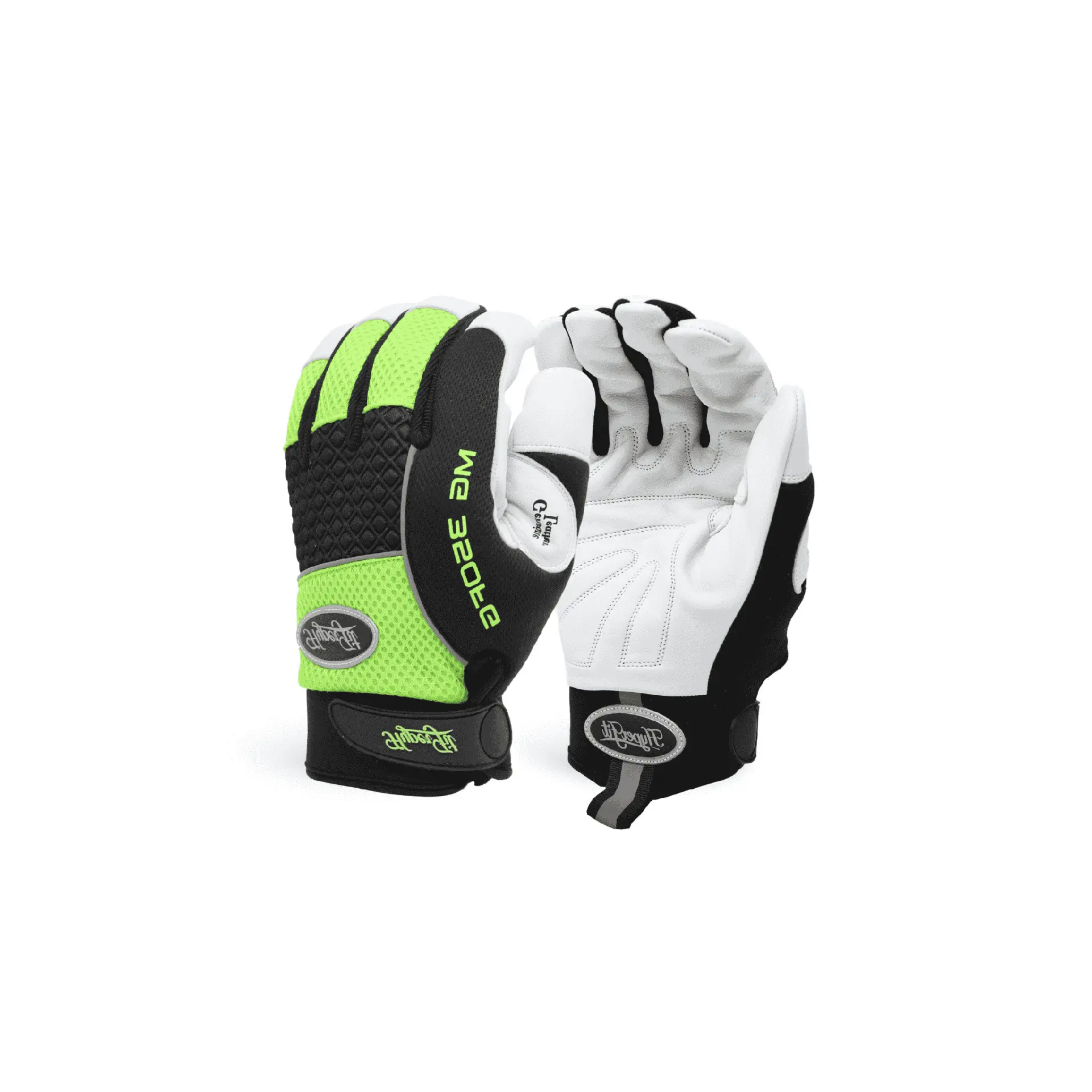 Single Pair - Perfect-Fit Hi-Vis Green Premium Goatskin Mechanic Glove work glove