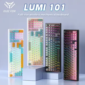 ELECFOX LUMI101 Mechanical Keyboard – Hot-Swappable PBT Keys, RGB Lighting, Triple Mode (Bluetooth/2.4GHz/USB), Volume Knob, Gaming & Office Custom Keyboard, PC Accessory