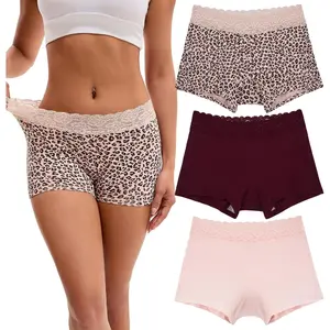 INNERSY Women's Lace Underwear Cotton Soft Boyshorts Panties Boxer Briefs 3-Pack