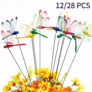 12/28 PCS 3D Dragonfly Garden Decor, Dragonfly Stakes Outdoor Art, Fly Deterrent & Bird Scare, DIY Lawn Patio Aesthetic Ornaments, Unique Home & Garden Gifts.