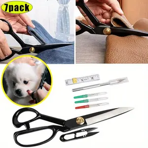 7Pcs Fabric Scissors Professional 10 inch Heavy Duty Scissors for Leather Sewing shears for Tailoring Industrial Strength High Carbon Steel Tailor Shears Sharp for Home Office Artists Dressmakers