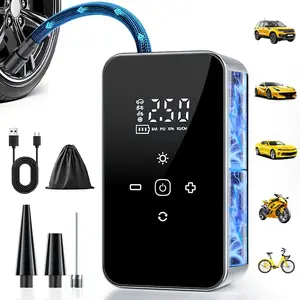 【DealsForYouDays】Tire Inflator Portable Air Compressor - Air Pump For Car Tires with Digital Pressure Gauge, LED Light and Auto Shut-Off Function - Cordless Pump for Car, Motorcycle, Bicycle, Ball(FCC/CE)