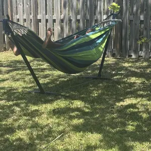 Hammock with Stand Included 450lb Capacity Steel Stand, Premium Carry Bag Included and Two Anti Roll Balance Beam