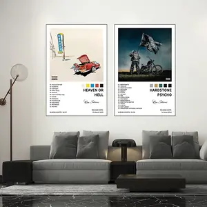 3-piece set: HARDSTONE PSYCHO - Heaven or Hell HD music album, modern song art, rock band, aesthetic home décor, living room gift, wall art set, suitable for living room, bedroom, office, kitchen, bar wall decoration, frameless.
