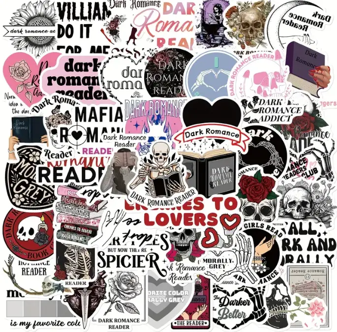 Dark Romance Sticker Pack | 50 Pcs ACOTAR Haunting Adeline Fourth Wing Stickers | Enemies to Lovers Morally Grey | Waterproof Kindle Laptop Water Bottle