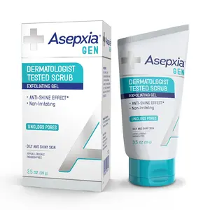 Asepxia GEN Facial Exfoliating Scrub Gel, Single Pack, for Oily Skin with Anti-Brightness Effect, 3.5 Ounce