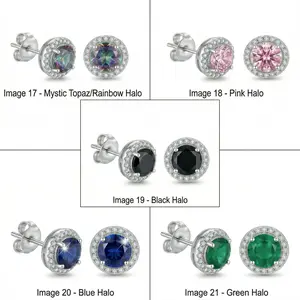 5 Sets of Silver Earrings, Metal Steel Earrings, Women's Earrings, All-Natural Allergy-Free Earring Set, Men's Earrings, 5 Different Colors, Zircon Gemstone Stud Earrings