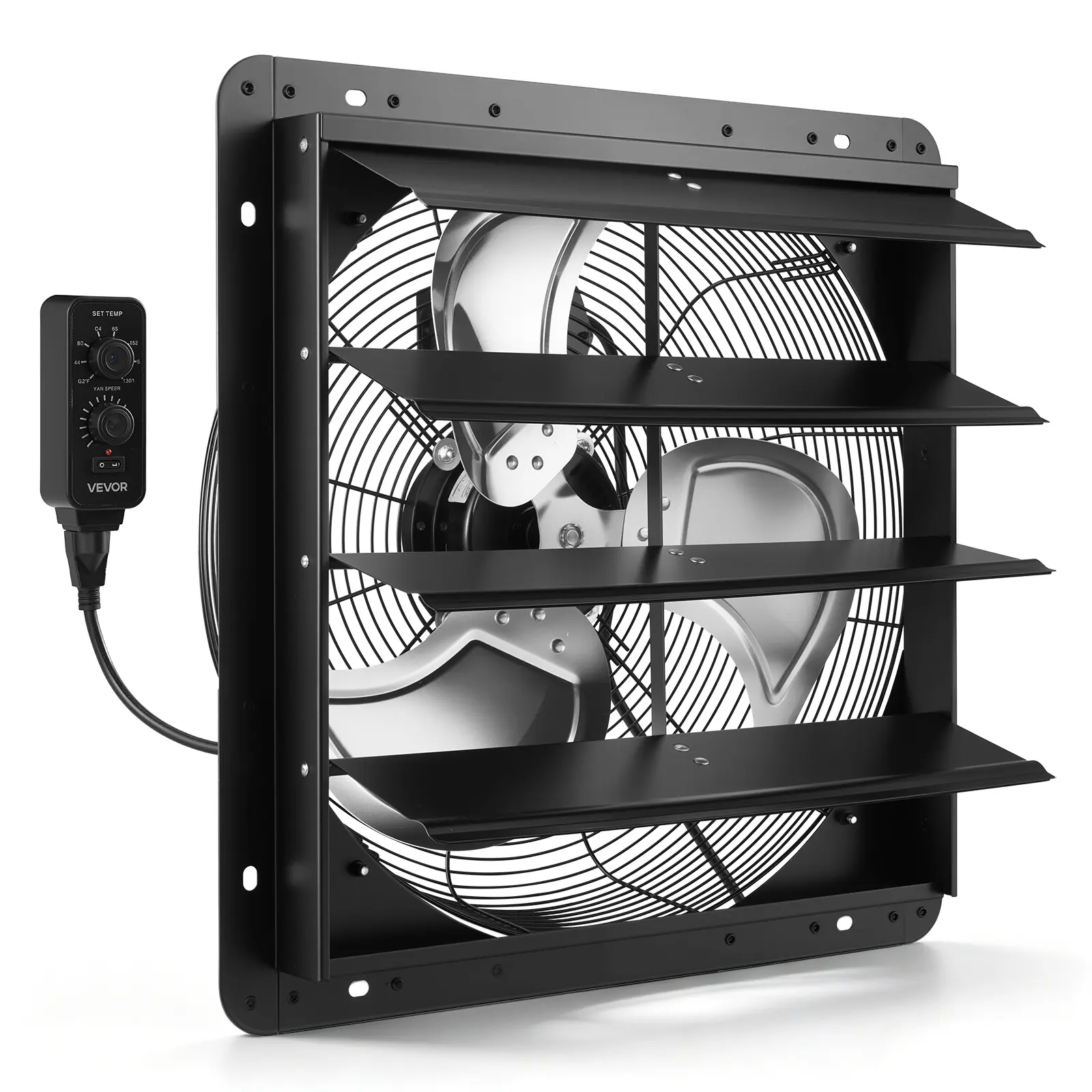 【SummerFinds】VEVOR 18-in Wall-Mounted Exhaust Fan (Wall Mounted Fan), Corrosion-Resistant Durable Steel Frame, Adjustable Variable Speed Temperature Control, Automatic Louvers, Low Noise, 1450 r/min, 6.8 m/s Ventilation Airflow for Attic, Garage