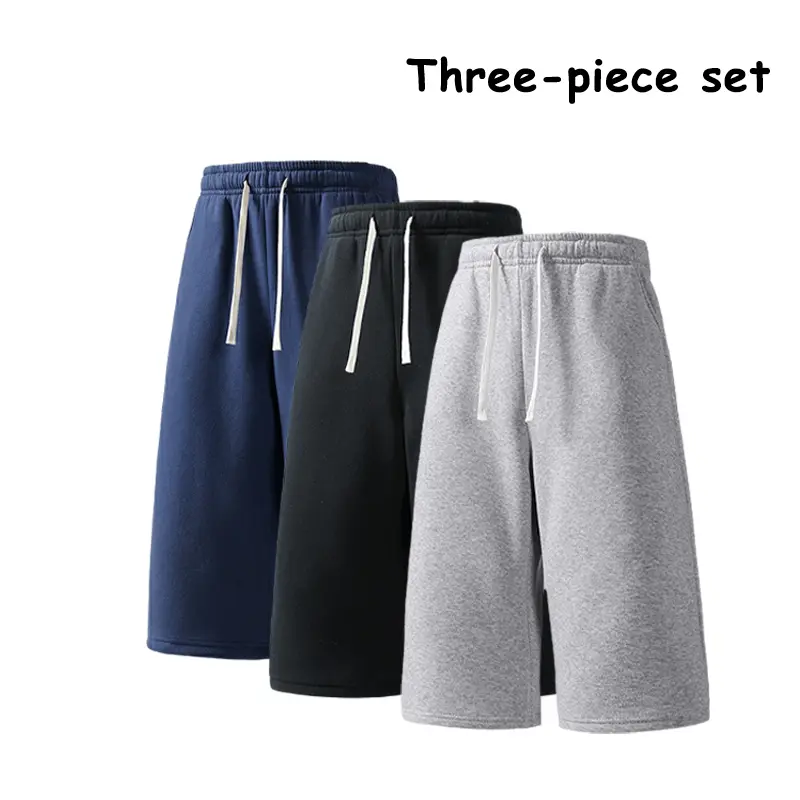 Men’s Loose-Fit Knee-Length Shorts, 3-Pack – Casual Sweat Shorts with Drawstrings for Gym and Streetwear
