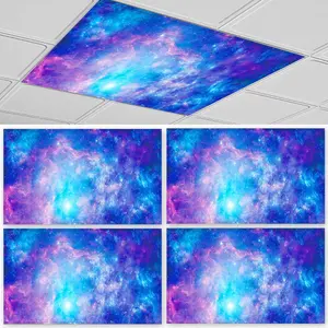 4 Pcs Magnetic Fluorescent Light Covers for Ceiling Lights, Suitable for Classroom Office Home Hospital, Purple Galaxy