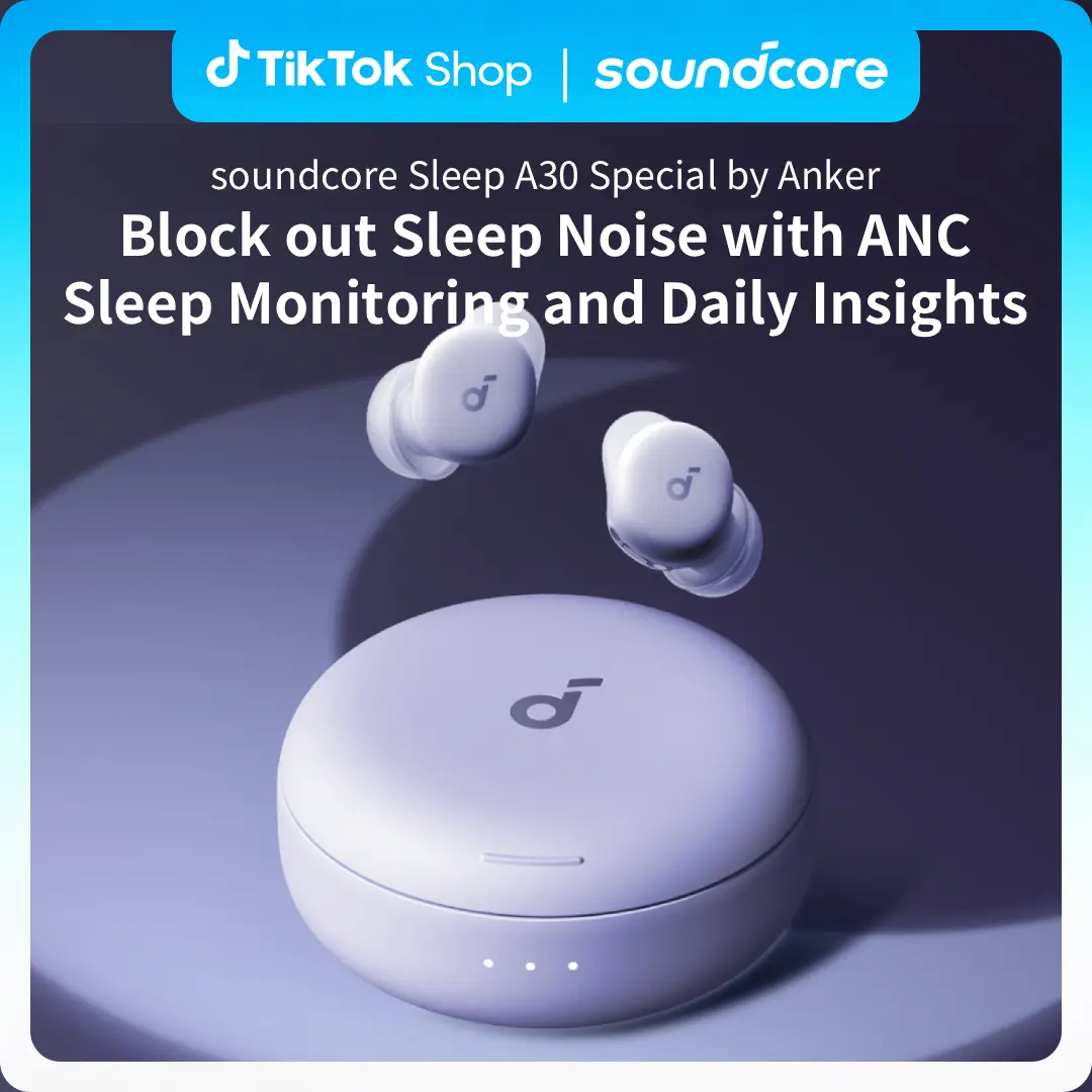 soundcore Sleep A30 Special by Anker, Sleep Earbuds, ANC, Passive Isolation, Snore Masking, Extensive Sleep Audio, Ultra Comfort for Side Sleepers, 8-10H Playtime