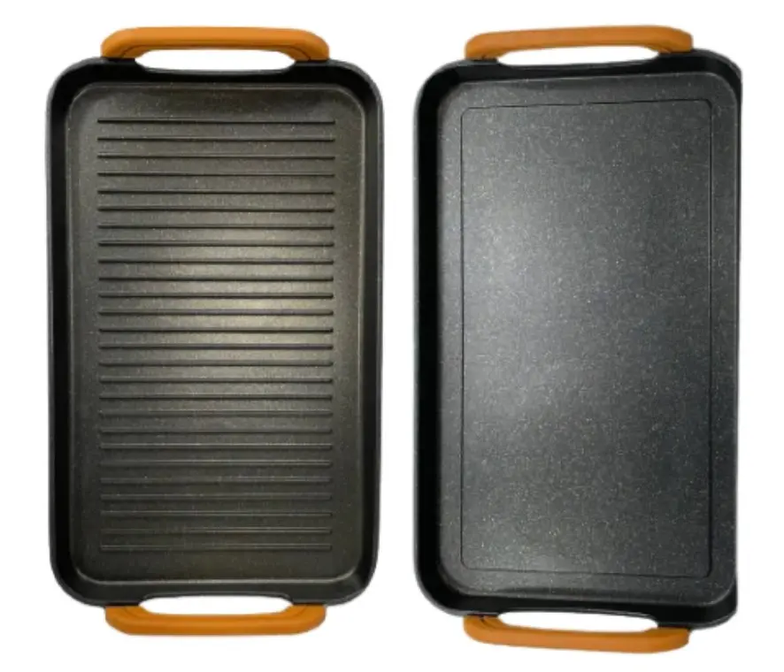 2-Pack Double MARBLE Comal by Neware SMOOTH and RIBBED comales Colorful Grill