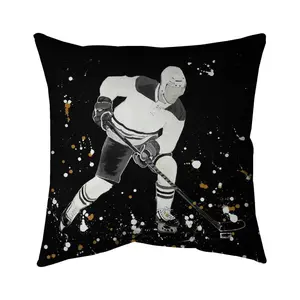 360 Stand Poly Twill Throw Blanket - 26x26 in., Twill Weave, Sport-Themed with Action Graphic Hockey Player Print, Soft Home Decor Furnishing