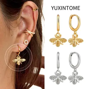 LUXJELWEL - 925 Sterling Silver Needle Vintage Bee Pendant Earrings Fashion Insect Stud Earrings For Women Fine Jewelry Gifts Pendientes