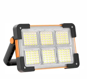 Rechargeable Solar LED Work Light - Ultra Bright Portable Floodlight with Adjustable Brightness, Wireless Groundstand Design, Mobile Power for Power Outages, Camping