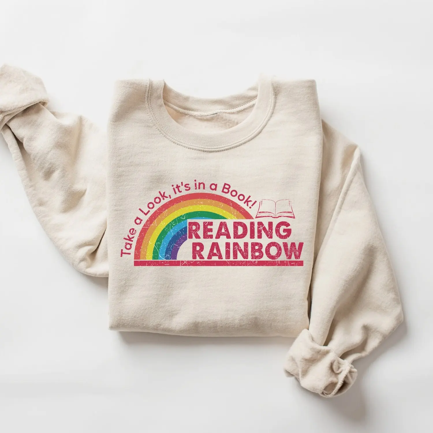 Reading Rainbow Sweatshirt, Teacher Appreciation Gift, School Shirt, Book Lover Gift, Teacher Shirt Menswear Hoodie