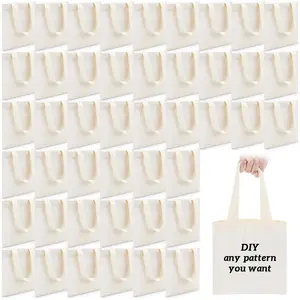 24 Pcs 8.5 x 8 Inch Natural Color Blank Sublimation Mini Canvas Tote Bags, Reusable Grocery Bags Ideal for Shopping, DIY, Easter Party Favor Gift Bags