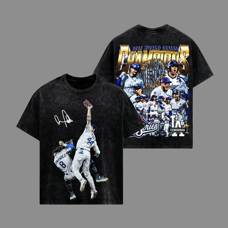 Dodgers Moment World Series 2025 Champions Kiké Hernández Andy Pages Acid Washed Lightweight 100% Cotton T-Shirt, The Dodgers Shirt, Sunday Football Shirt, Game Day Shirt, Game Day Outfit