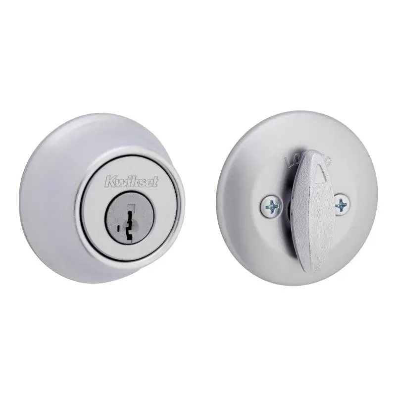 Kwikset 5064908 Brushed Chrome Metal Deadbolt - Durable Door Lock for Residential Outdoor Security Hardware