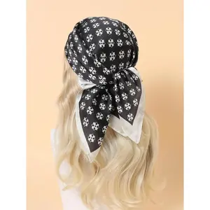 Women's All Over Print Square Scarf, Fashionable Soft Comfortable Bandana for Women & Girls, Casual Versatile Scarf for Daily Wear