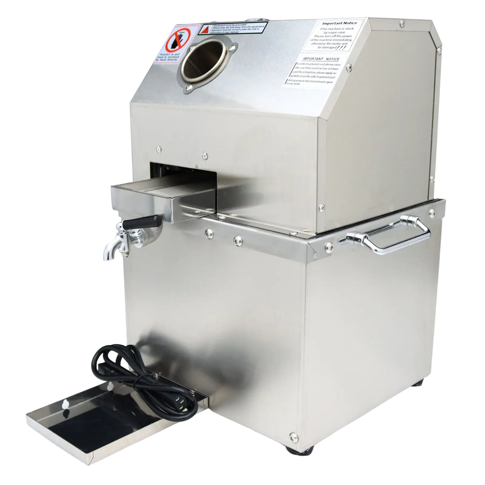 YOKOMA 110V Electric Sugarcane Juicer Extractor Machine, Heavy Duty Sugar Cane Press Maker for Juice Shop & Street Vendor