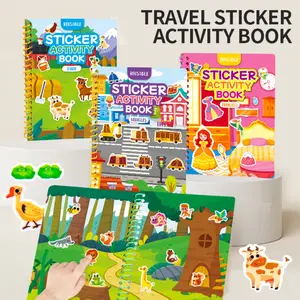 Multi-Theme Coil Jelly Sticker Book, Includes 1 Small Scene, 3 Large Scenes, 1 Sticker, DIY Sticker Book, Creative Kids Activity, Reusable Sticker, Interactive Sticker Activities