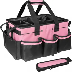 Multi-pocket Cleaning Caddy Bag, 1 Count Portable Cleaning Bag Waterproof Home Cleaning & Car Maintenance Storage Bag, Storage Organizer with Handle & Adjustable Divider for Home, Travel Essentials Bag, Travel Organizer Bags, with Side Organizer Bag