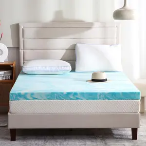 EGO Mattress Topper 3 Inch Ventilated Liquid Gel AeroFusion Memory Foam, Blue - Renew Your Old Mattress for Luxurious Sleep, Queen King Body Curves Temperature Regulation