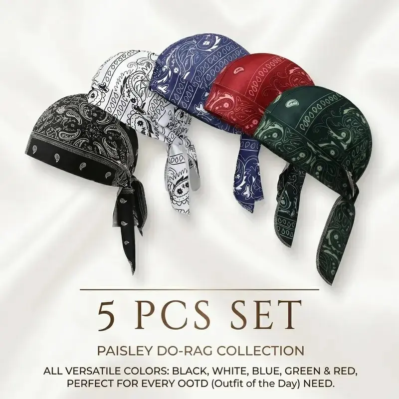 Men's Soft Breathable Paisley Cooling Fashion Headscarf - Quick-Dry Sweat-Wicking Skull Cap Durag, Lightweight Non-Slip Bandana for Cycling, Hiking & Daily Wear (Blue)