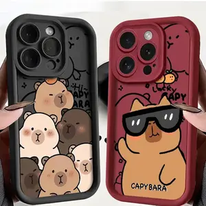 Cute Capybara Case for Apple iPhone 14 Pro 16e 14 XS XR 12 Mini 16 Plus 11 15 Plus 11 13 Pro MAX Soft Cover Print Anti-fall Mobile Phone Case stylish protective Magnetic 360 Rotating Case with Full Protection high quality magsafe wireless charge cover