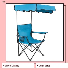 Lamberia Outdoor Camping Chair, Beach Chair with Canopy Shade, Portable & Folding Camping Chair with Shade Canopy, Heavy Duty Canopy Chair with Durable Folding Seat W/Cup Holder and Carry Bag…