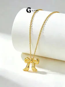 GGIRL 18k Gold-Plated Fashion Bow Necklace, Designed Exclusively For Women, Combines A Touch Of Luxury With Versatile Styling. This Choker-Style Necklace Features A Long-Lasting Finish.