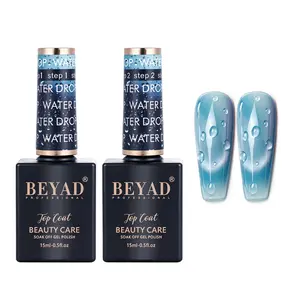 Beyad Water Drop Gel Top Coat Single Item - 3D Effect, Non-Wipe Glossy Long-Lasting Gel Nail Polish, DIY Bubble Manicure Supplies, Soak-Off Formula, UV LED Lamp Compatible Nail Art Care Product