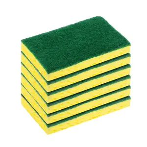 Lola Biodegradable Natural Fiber Cellulose Sponges with Nylon Scrubber Cleaning Pads - Pack of 6