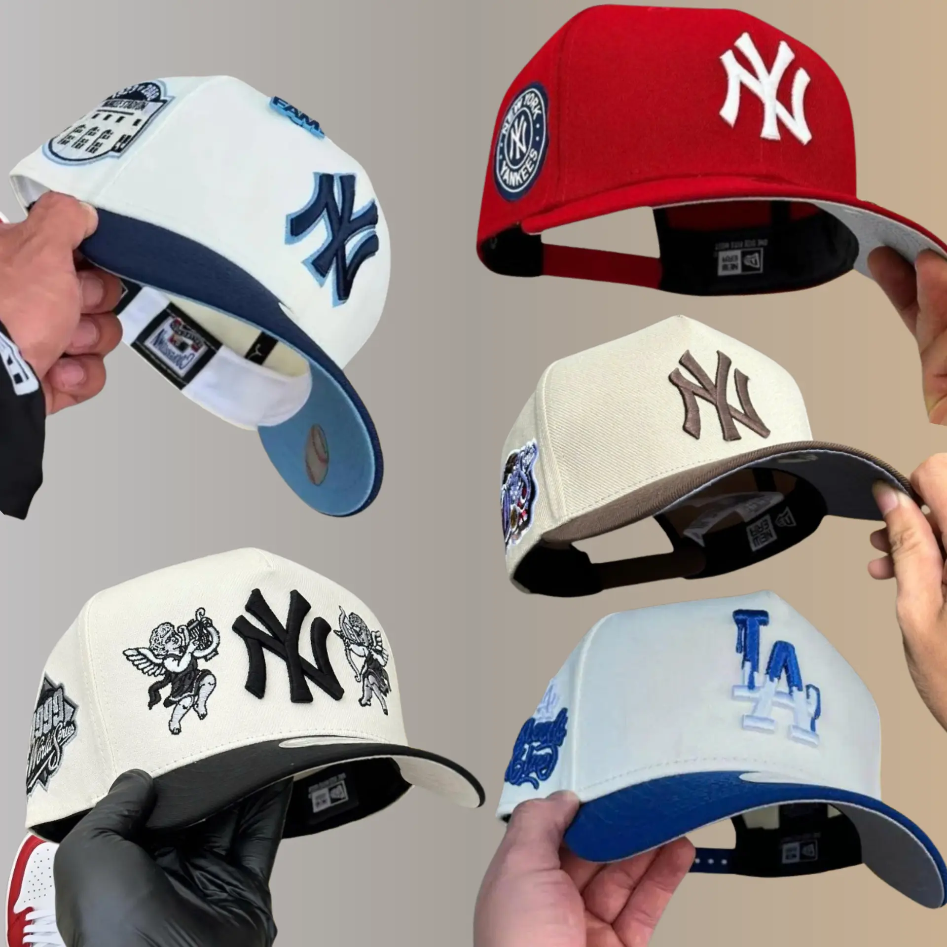 New Era MLB LA Dodgers NY Yankees Baseball Hat – 9FORTY 59FIFTY Adjustable Snapback Gorras de Béisbol Hombre Mujer, Premium Embroidered Logo, Curved Brim Cotton Cap, Hip Hop Streetwear Fashion, Casual Outdoor Sports Lifestyle