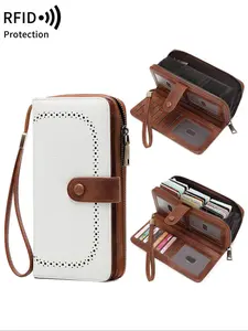 Women's Fashionable Geometric Pattern Long Wallet, Durable Fashion Wallet, Stylish Wallet, Casual PU Leather Zipper Card Holder, Multi-functional Wallet for Daily Use, Ladies Wallet