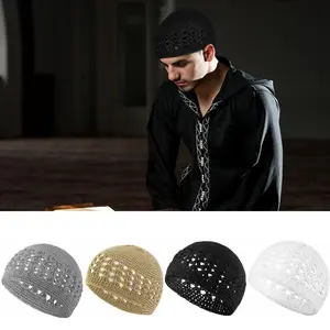 4 Pieces 63 cm/25 inch Knit Kufi Hats Crochet Beanie Skull Caps Solid Colors Knit Cap Stretchy Knitted Crochet Hats for Men Women Teens