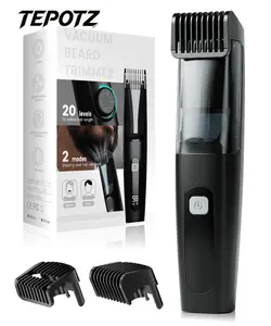 Vacuum Beard Trimmer for Men, No Mess Trimming, 40 Adjustable Lengths Dial, Smooth Ceramic Blade for Sensitive Skin, Waterproof Wet/Dry, LED Display, USB-C Grooming Kit shaver